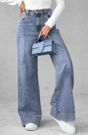 Shelby Wide Leg Denim Jeans-Blue