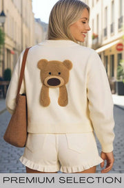 Sia Teddy Buttoned Cardigan-Ivory