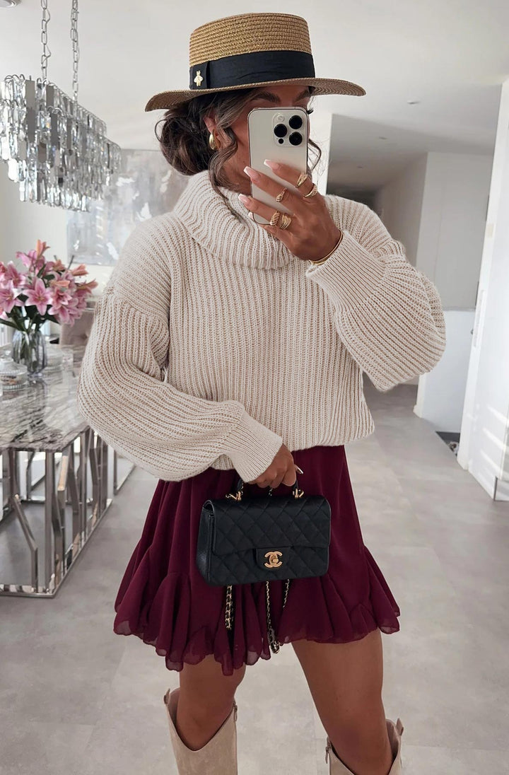 Silvia Oversized Turtleneck Sweater Jumper - Cream