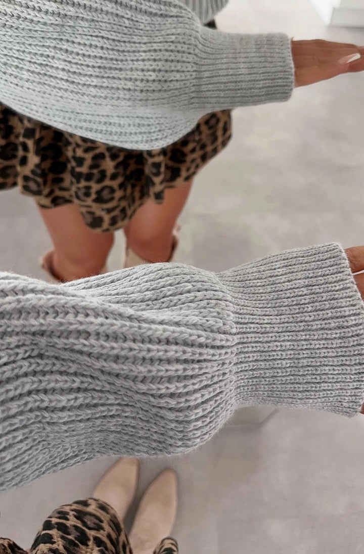 Silvia Oversized Turtleneck Sweater Jumper - Grey