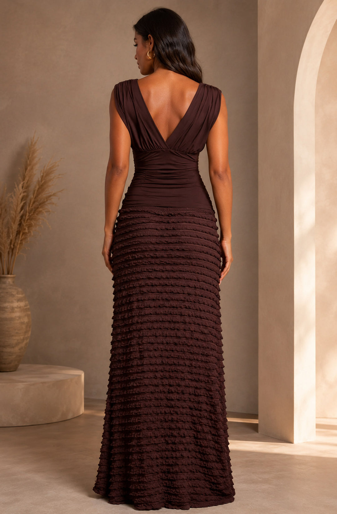 Skyla Textured Ruffle Maxi Skirt