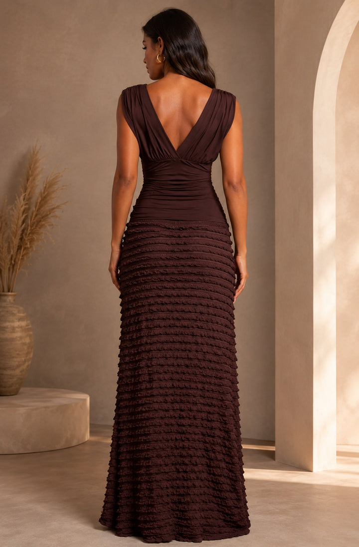 Skyla Textured Ruffle Maxi Skirt