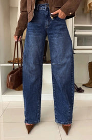 Stormi High Waisted Balloon Denim Jeans-Blue