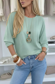 Talisa Lightweight Pleated Necklace Top-Sage