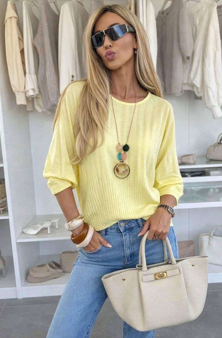 Talisa Lightweight Pleated Necklace Top-Yellow
