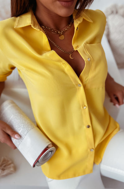Tania Pocket Detail Shirt Blouse Top-Yellow