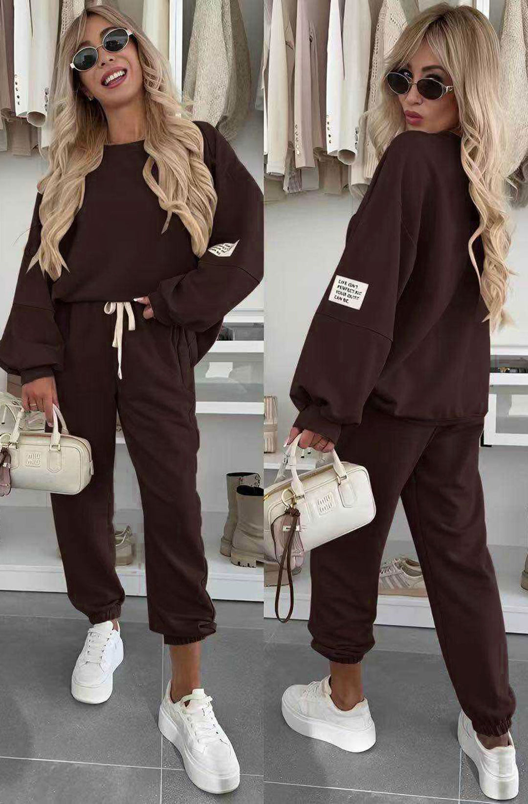 Tanya Two Piece Co-Ord Loungewear Set - Dark Brown