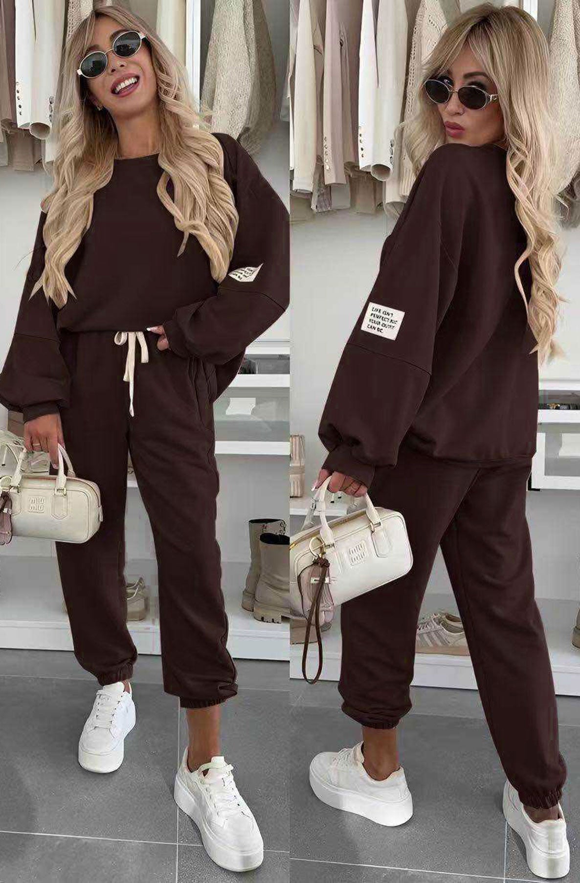 Tanya Two Piece Co-Ord Loungewear Set-Dark Brown