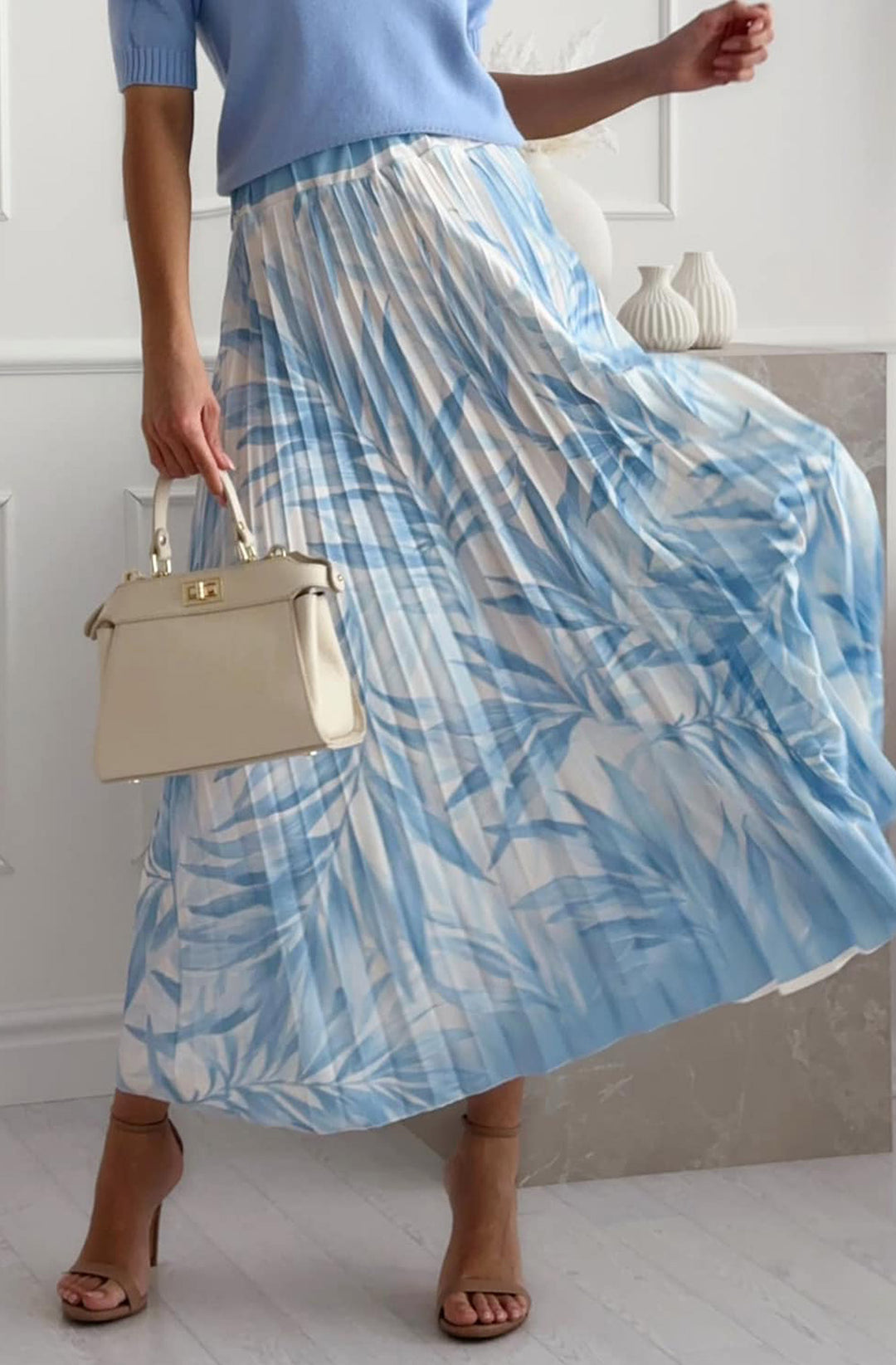 Tara Pleated Tropical Floral Midaxi Skirt