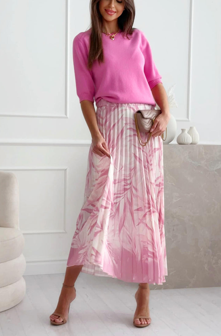 Tara Pleated Tropical Floral Midaxi Skirt