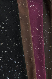 Tova Shimmer Off Shoulder Chiffon Blouse Top-Dark Brown