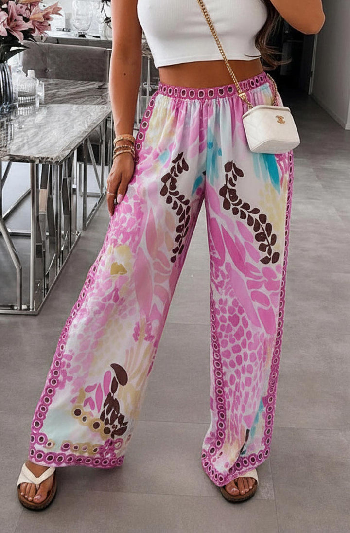 Vena Tropical Satin Style Wide Leg Trousers