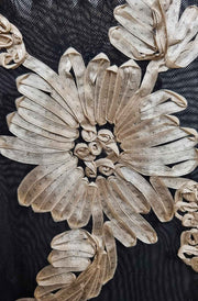 Vonnie Embroidered Mesh Blouse Top-Black