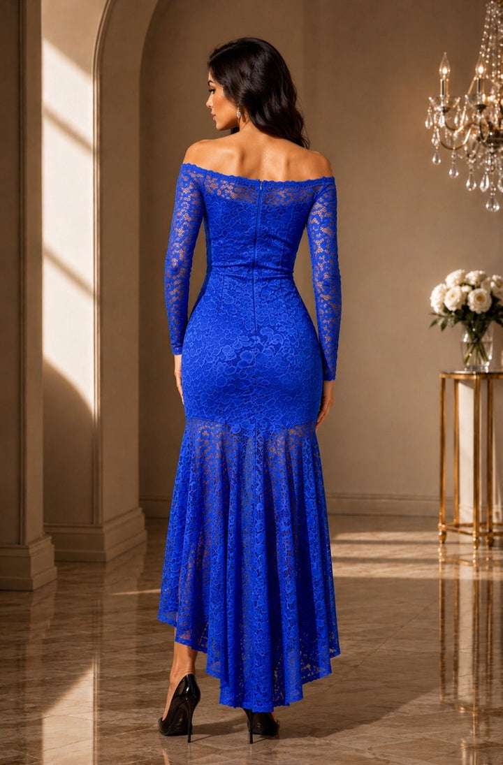 Anastasia Lace Bardot Fishtail Maxi Dress