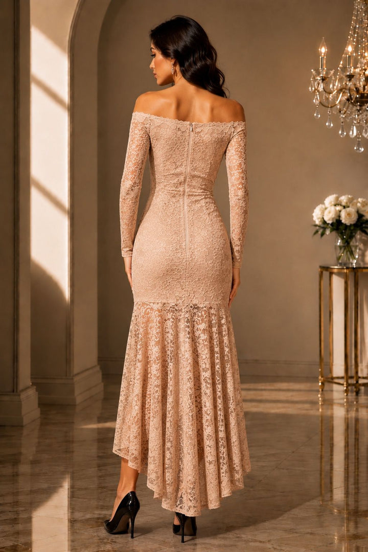 Anastasia Lace Bardot Fishtail Maxi Dress