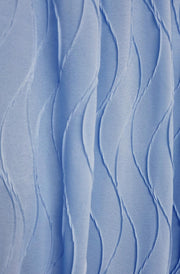 Winny Abstract Texture Chiffon Frill Neck Long Sleeve Blouse Top-Blue