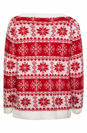 Mireya Christmas ‘Snowflakes’ Knitted Jumper Top-Red