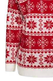 Mireya Christmas ‘Snowflakes’ Knitted Jumper Top-Red