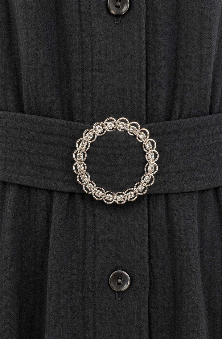 Zaria Cotton Gauze Style Belted Shirt Dress