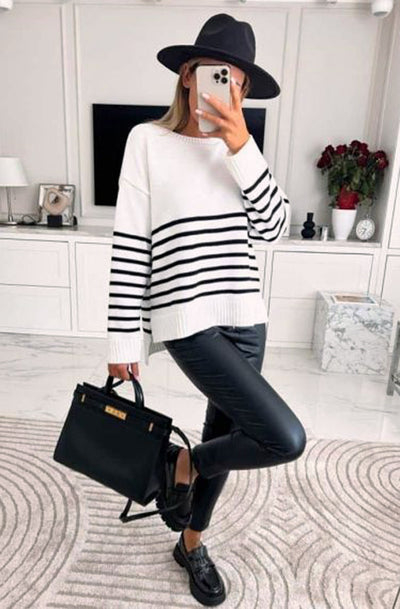 Zarine High-Low Knitted Jumper Sweater-Ivory