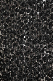 Zenya Sequin Leopard Sleeveless Blouse Top-Black
