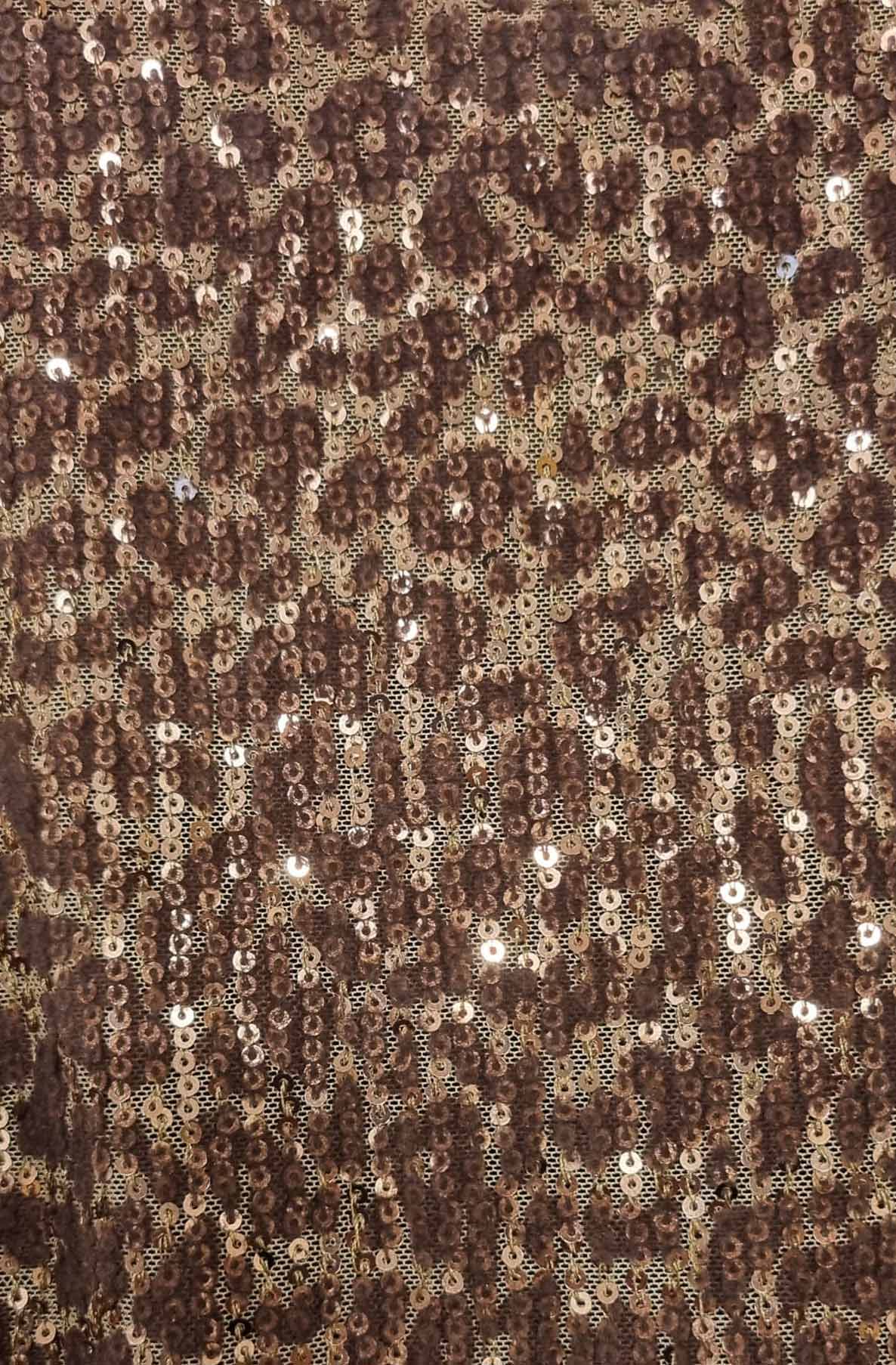 Zenya Sequin Leopard Sleeveless Blouse Top-Rust