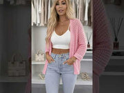 Zora Loose Open Knit Lightweight Cardigan-Baby Pink