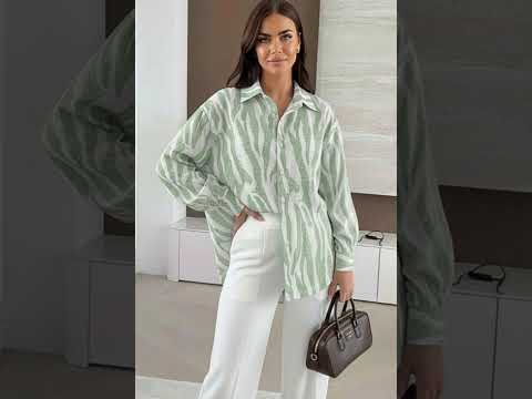 Elona Oversized Abstract Zebra Print Long Sleeve Shirt Top-Khaki