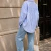 Rosaline Oversized Striped Embroidered Shirt