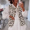 Melisande Leopard-Print Teddy Gilet with Pockets