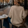 Alix taupe jumper, plain back with floral collar visible