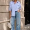 Rosaline Oversized Striped Embroidered Shirt