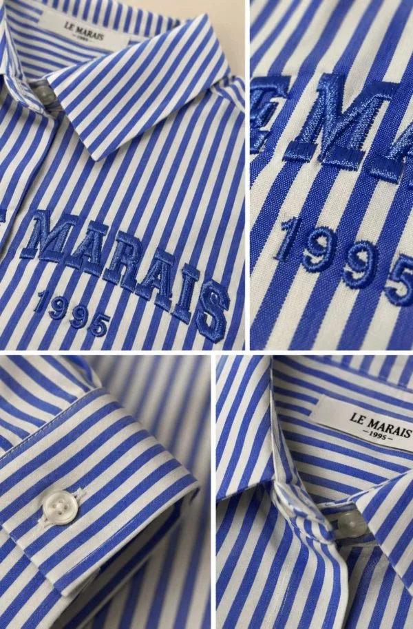 Rosaline Oversized Striped Embroidered Shirt