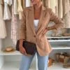 Cressida Lined Suede-Effect Single-Button Blazer