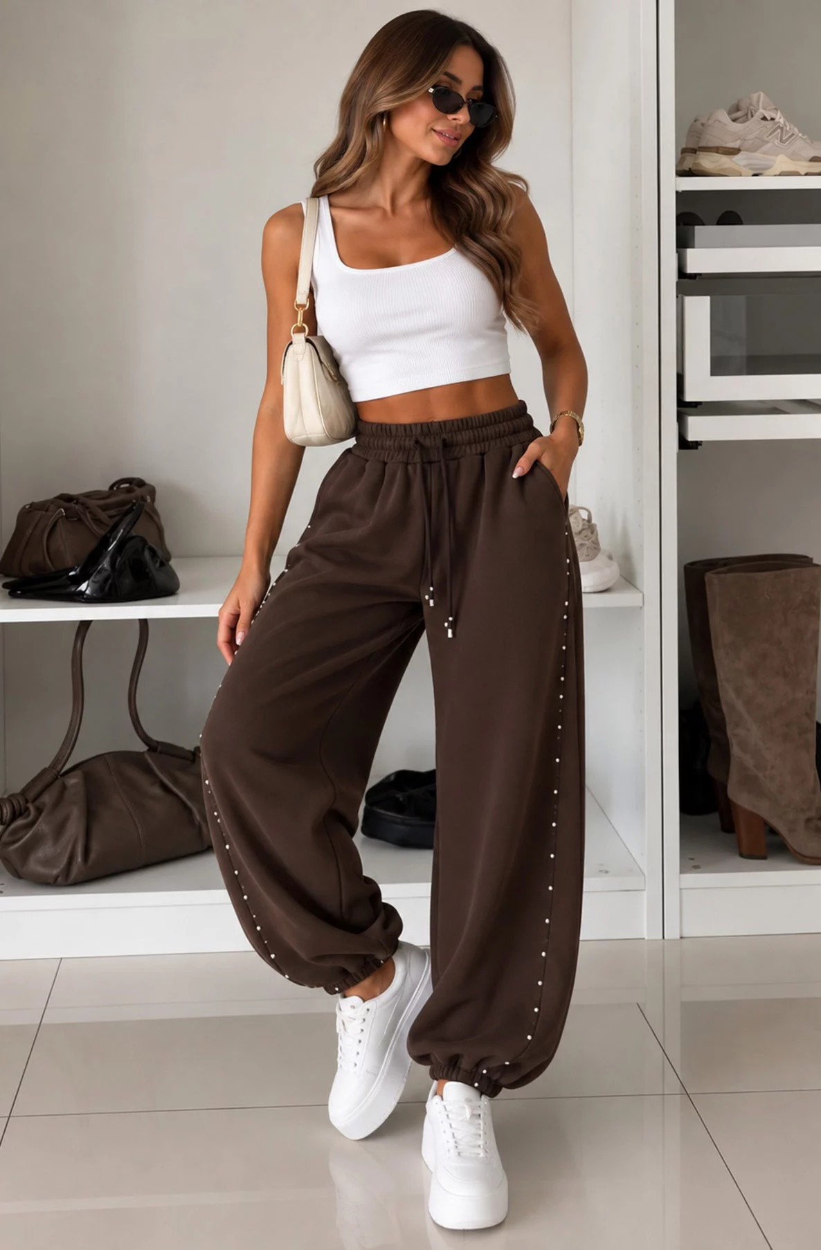 Coralie Stud-Detail Drawstring Balloon Joggers