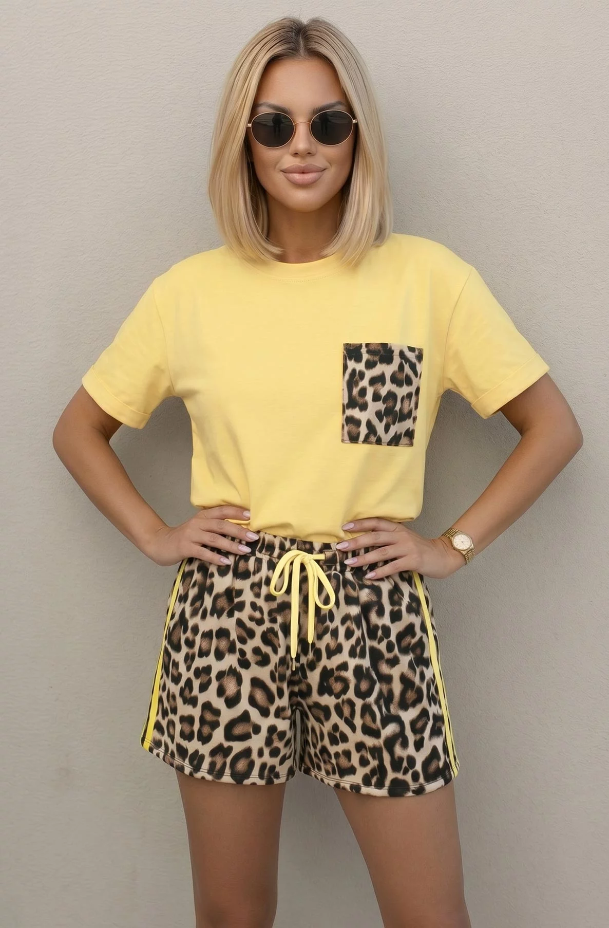 Savanna Oversized Leopard Two Piece Co-Ord Set-Yellow