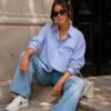 Rosaline Oversized Striped Embroidered Shirt
