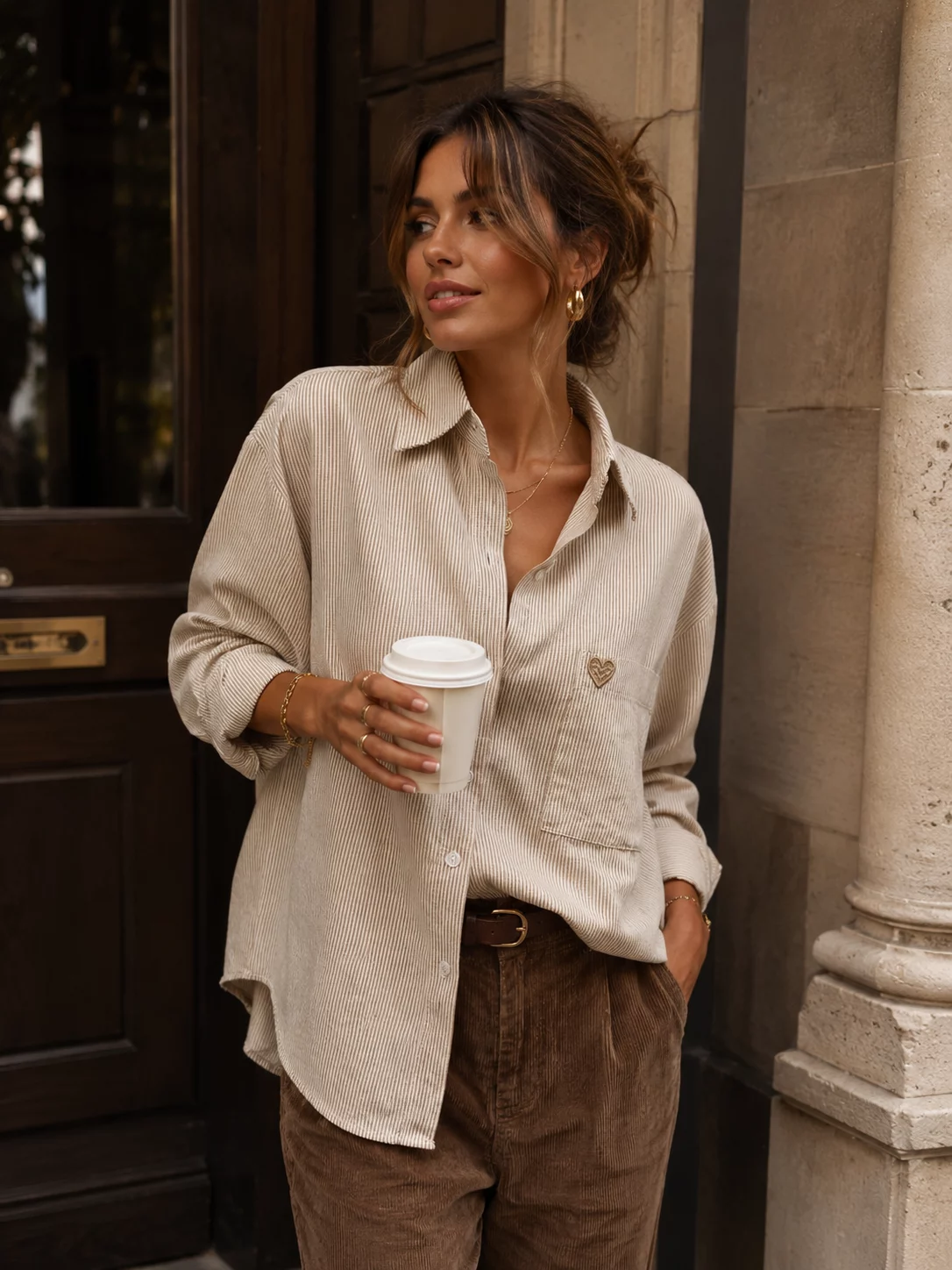 Maelle Heart-Detail Curved-Hem Shirt